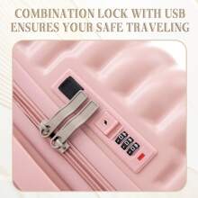 YOGLAD Luggage Sets Three Piece Expandable Lightweight Sturdy Suitcase Sets 360° Spinner Wheels Suitcase ABS Materials Sturdy With TSA Lock (20 24 28 Inch) - 粉色 - 查看 8
