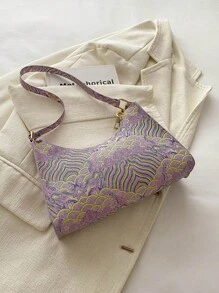 Multicolor Acrylic Decorative Auspicious Cloud Pattern Simplistic Fashion Crescent Shoulder Bag