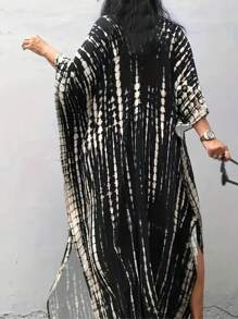 Plus Size Fashion Loose V-Neck Dress, Suitable For Beach, Romantic Vacation