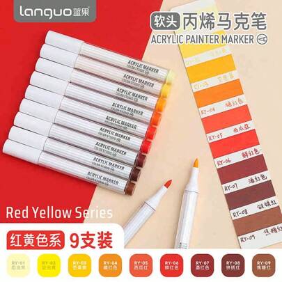 Pacote com 9 marcadores de alta qualidade para pintura artística em acrílico de grande capacidade