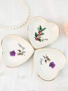 1PC Personalised Customised Heart Shaped Birthstone Ring Tray With Name, Ceramic Jewellery Tray Suitable For Girlfriends/Mothers/Sisters, Bridesmaid Bridal Jewellery Storage Tray, Storage Tray, Mother's Day Customised Gift For Her