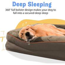 Washable Orthopedic Large Dog Bed - Dog Beds Large Sized Dogs With Removable Cover Waterproof Pet Bed With Bolster For Extra Large Pet - Coffee - 查看 3