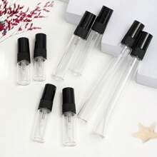 5/56 Stücke nachfüllbare transparente Glasparfümflaschen, mit feinem Zerstäuber in Schwarz, 0.07oz/0.1oz/0.17oz/0.34oz, Kunststoff Zerstäuber, Mini Reise-Utensilien, feuchtigkeitsspendend