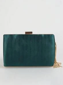 女士流苏手拿包晚宴包流苏晚宴手提包，女士派对婚礼手拿包链条单肩斜挎包派对 - 墨綠色 - 查看 7