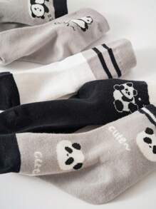 10pcs/5pcs Cute Cartoon Panda Children's Socks, Colorblock, Printed, Boys, Girls, Moisture Wicking, Mid-Calf Socks, Spring, Summer, Autumn, Athletic Socks, Girl Gifts, Boy Gifts, Mom Gifts, Dad Gifts, Girls Summer Clothes, Boys Summer Clothes, Holiday Gifts - Multicolor - View 10
