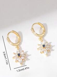 2 件铜镶嵌锆石时尚太阳花耳环优雅高端耳扣女士宴会派对装饰礼物