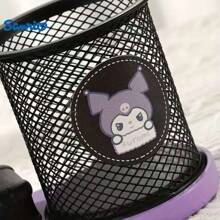 Sanrio Black Pen Holder - Cute Cartoon Desktop Storage Box, Black And Purple Design, Lightweight Metal Base, Suitable For Home Decor, Office Supplies And Pen Storage, Office Accessories, Lightweight Stand, Office Supplies And Accessories