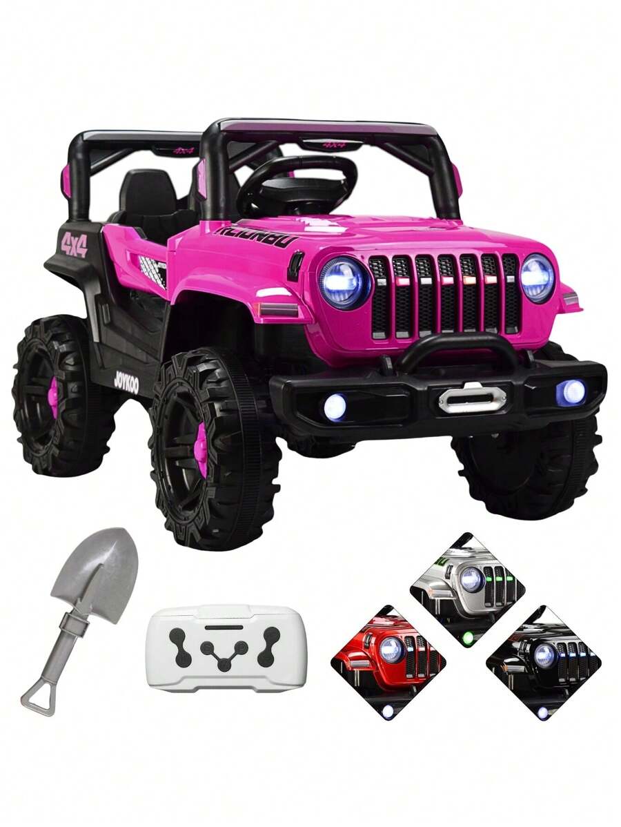 Joykoo Electric Ride On Truck 4x4 Remote Control Led Light 12v - Pink - View 1