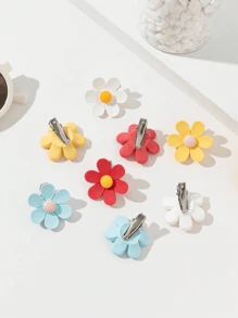 8pcs Girls Rustic Daisy Flower Hair Clips, For Vacation, Daily Outfits And Outings - Multicolor - View 2
