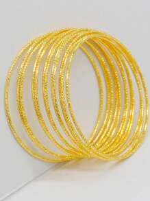 12 件套 18K 镀金花卉雕刻手镯，经典设计，迪拜、欧洲和美国女士珠宝