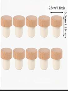 Set de 5 piezas/10 piezas Tapones de botella en forma de T de madera de haya con corcho, tapas de sellado hermético, para cocina, herramientas de bar y conservación de bebidas, decoración de botellas, decoración del hogar, regalo de Navidad, accesorios para tazas, regalos para amigos, regalos para la familia, fiesta de Navidad