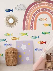 DIY Wooden 20pcs Fish Crafts With Rope - Easy-Hang, Graffiti-Ready For Marine Theme Parties & Home Decor - Multicolor - View 8