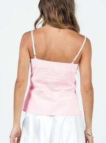 Women's Y2k Fairy Lace Patchwork Cami Tank Tops Spaghetti Strap V-Neck Camisole Crop Top Sexy Sleeveless Backless Vest Tank Tops Summer Going Out Tops Clubwear Streetwear - Hồng - Xem 2