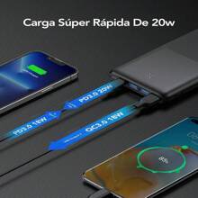 Batería externa para iPhone de Apple, iPad, teléfonos Android, regalos para familia, amigos, cumpleaños, invierno, San Valentín, Pascua, adecuada para uso al aire libre, compras, viajes, suministro de energía portátil seguro y estable - Negro-A - Ver 4
