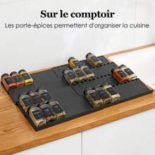 6 pièces organisateur de tiroir d'étagère à épices extensible en acrylique pour placard de cuisine, système d'organisation de tiroirs de 33 cm à 62 cm pour cuisine, placard