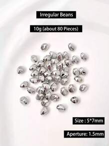 1 paquete (10g) (5g) (20g) Surtido de cuentas espaciadoras de varios estilos - corazón, estrella, formas geométricas, formas asimétricas, cuentas espaciadoras de color plateado para manualidades de collares y pulseras DIY