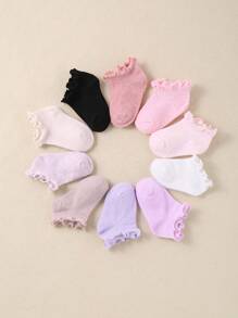Newborn Baby Girls' Ruffled Ankle Socks - 10 - Pair Set For Everyday Cuteness And Coziness - Multicolor - View 7