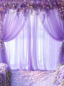 1Pc/2Pcs Purple Tulle Backdrop Curtains, Transparent/Sheer Background Curtains,DIY Rustic Wedding Accessories,Wedding Birthday Party Supplies,Valance Gauze For Romantic Wedding Bride Shower Birthday Party Background Decor, Holiday Party Photography Background Decor,Hanging Curtain Background Decor(Come With 5/10 Clips)