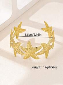1 pieza Pulsera de moda con eslabón de estrella de mar de metal, diseño ajustable y abierto para mujeres, adecuado para la playa, atuendo diario y citas