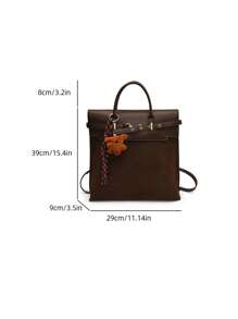 1pc PU + Suede Fabric Tote Bag For Women, Vintage Fashion Large Capacity Top-Handle Handbag With Belt Decor, Multifunctional Shoulder Bag Suitable For Daily Use And Outings (Comes With Pendant)