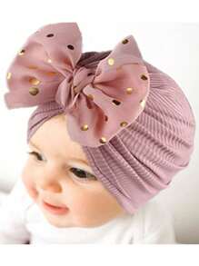 1pc Cute Ribbed Infant Bow Headband Hat, Suitable For Spring/Summer
