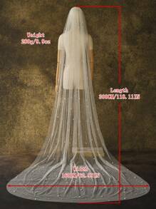 1 pièce Voile de mariée avec bordure perlée à la main, convient pour la cérémonie de mariage, les accessoires photo, l'enregistrement, y compris le peigne à cheveux
