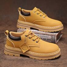 时尚牛津低帮休闲纯色系带鞋，圆头，适合日常休闲穿着，四季简约商务休闲鞋 - ST666卡其 - 查看 2