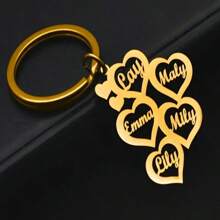 Llavero personalizado con forma de corazón de acero inoxidable - Personalizado con 2-5 nombres, regalo perfecto para familia y amigos - Multicolor - Ver 9
