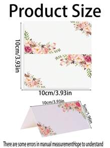 20 件/粉色腮红花，易于折叠，20 张帐篷桌架卡，3.9 X 3.9 英寸（约 10 X 10 厘米）派对装饰空白名片，适用于婚礼晚宴、招待会、生日毕业季派对 - 白色 - 查看 3
