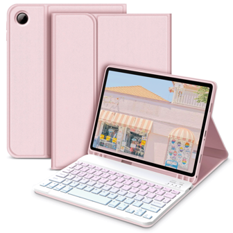 适用于三星 Galaxy Tab 和 iPad 的可拆卸无线蓝牙键盘（150mAh），带笔槽键盘保护套，Redm iPad SE