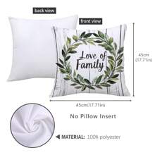 4pcs/Set 17.7*17.7in (45*45cm) "Love Of Family" Rustic Wood Grain Olive Watercolor Print Polyester Pillow Cover (Single-Sided Printing), Home Sweet Home Decorative Cushion Cover For Living Room Sofa Bedroom Headboard, Suitable For Daily Use Or Home Decor, Car Headrest