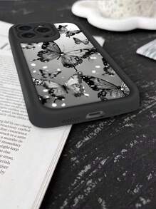 1pc Black Butterfly Graphic Phone Case, Compatible With Apple 16, 15, 14, 13, 12, 11, XS, XR, X, 7, 8 Plus, Pro Max, Great As Gift For Friends, Family, Boyfriend, Girlfriend