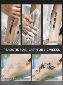 6 件蝴蝶临时纹身防水防汗持续 1-2 周逼真草本汁防摩擦不反光仿黑色假纹身男女纹身贴纸适用于手臂、胸部、腿部、腹部、腰部、手指、颈部现代人体艺术 - 黑色 - 查看 4