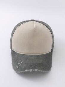 1pc Colorblock Vintage Distressed Unique Women Baseball Cap, Outdoor Sun Protection Outfit Accessory