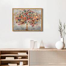 1pc, Canvas Hanging, Framed Decorative Painting, Poster, Wall Art, Tree Of Life Abstract Canvas Art Print - Modern Minimalist Art Decor Style, Bright Multi-Colored Nature Style Wall Decor, Indoor Use For Home Office, Living Room, Bedroom, Dining Room, Restaurant - Unique Gift For Tree Lovers, Great Home Decor For Spring Gifts Birthday Graduation