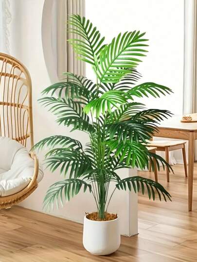 1 Set de Árbol de Palma de Areca Artificial Decorativo con 12/18 Ramas, Planta de Palma Tropical Falsa Independiente de Hojas de Plástico para Sala de Estar, Oficina, Exhibición de Piso Interior