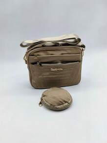 Women's Small Simple Zipper Crossbody Bag. - Beige - View 2