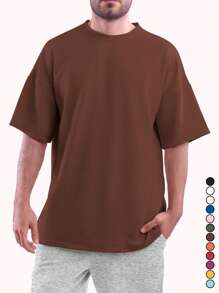 Plain Basic T-Shirt In Various Colors From P To G3 100% Cotton Unisex Yarn 30.01 Shoulder To Shoulder Reinforcement And Reinforced Stitching - Rỉ Nâu - Xem 1