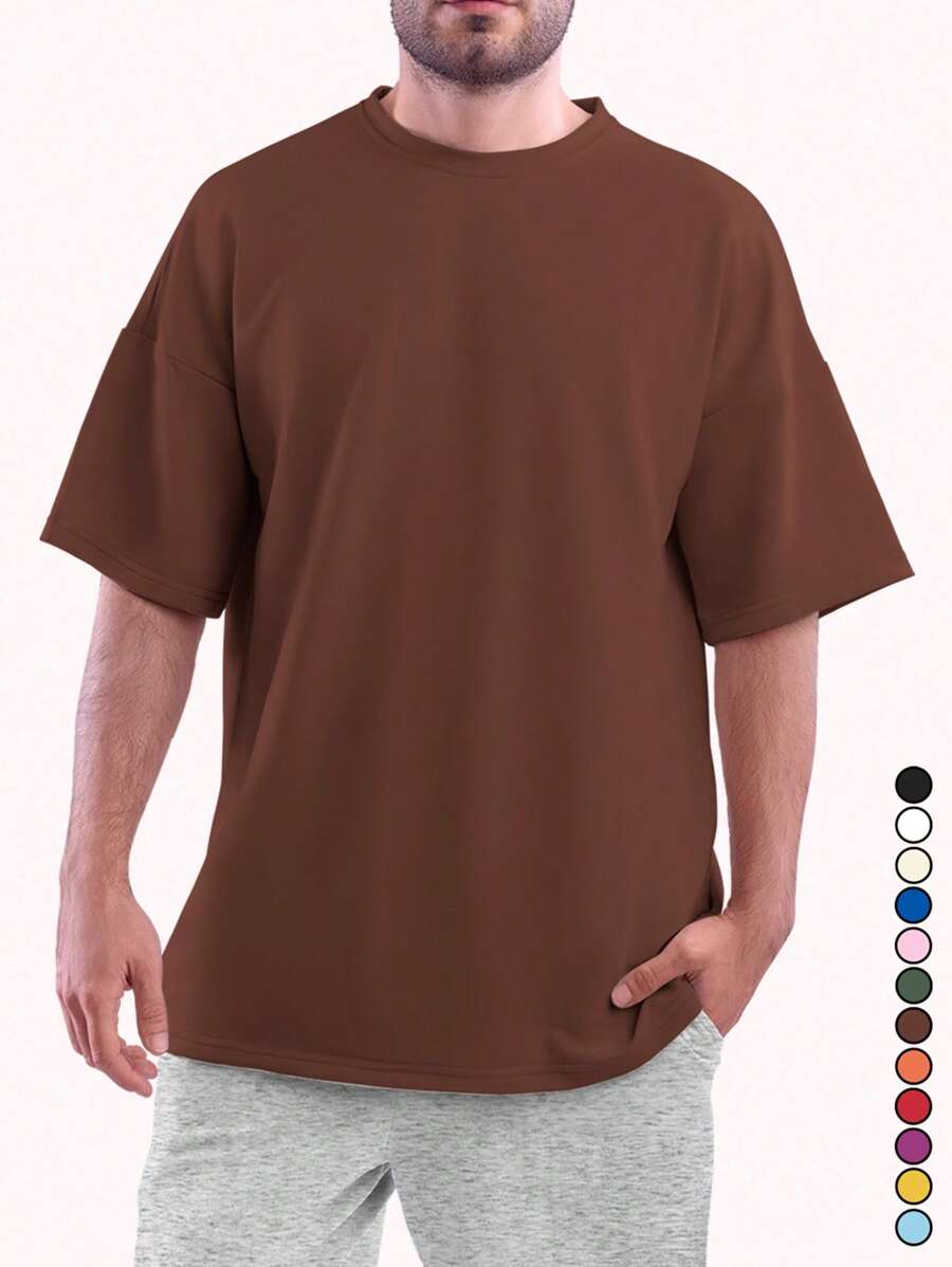 Plain Basic T-Shirt In Various Colors From P To G3 100% Cotton Unisex Yarn 30.01 Shoulder To Shoulder Reinforcement And Reinforced Stitching - Rỉ Nâu - Xem 1