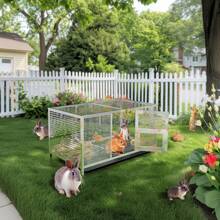 BingoPaw Stainless Steel Chicken Coop For Outdoor Use: Robust Stainless Steel Chicken Coop, Poultry Cage With Feeding Door With UV Protection And Thicker Dense Mesh For Indoor And Outdoor Ducks, For Rabbit Cages