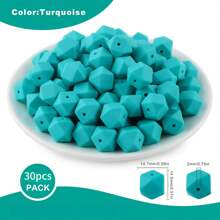 10/30 件 14 毫米六角形硅胶珠，用于制作钥匙扣，散装硅胶珠适用于手链和项链 DIY 工艺品 - 彩色 - 查看 9