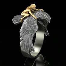 1 anillo con forma de águila voladora de animal geométrico creativo de moda para niña dorada, se puede enviar a hombres, joyería para uso diario en fiestas