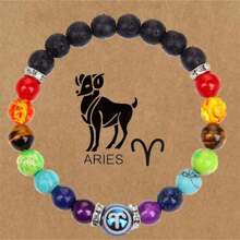 1pc 7 Chakra Bracelet Fashion Zodiac Bracelet Women Men Constellation Bracelet Jewelry Round Stone Beaded Prayer Yoga Bracelet Birthday Gift