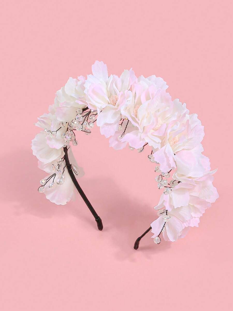 1 Piece Teen Girl Faux Flower Headband Cute Sweet Girl Hairband Spring And Summer Hair Accessories For Wedding Vacation Party - Multicolor - View 1