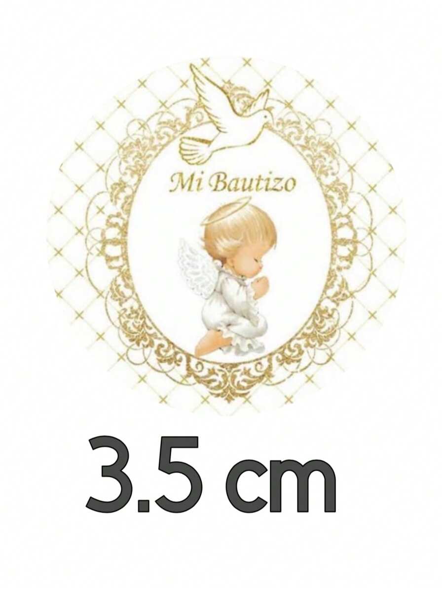 120 etiquetas mi bautizo circular - Bronce - Ver 1