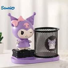 Sanrio Black Pen Holder - Cute Cartoon Desktop Storage Box, Black And Purple Design, Lightweight Metal Base, Suitable For Home Decor, Office Supplies And Pen Storage, Office Accessories, Lightweight Stand, Office Supplies And Accessories