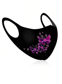 1 szt. personalizowana kolorowa maska na twarz z nadrukiem motyli i kwiatów, lekka, oddychająca, chroniąca przed słońcem, odpowiednia na festiwale, imprezy, na zewnątrz, do noszenia na co dzień