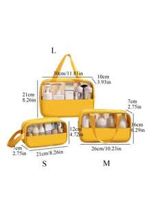 1入組素色便攜洗漱包 - 黃色 - 查看 11