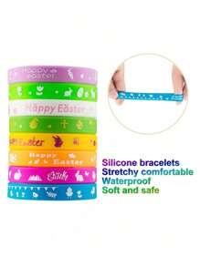 1/5/10pcs Easter Rubber Bracelets, Silicone Wristbands, Easter Party Supplies, Gifts, Easter Egg Fillers, Suitable For Party Use.