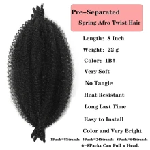 Federnde Afro-Twist Haare 1/3/8 Packungen Marley Twist Flechthaare 8-26 Zoll vorab getrennte schwarze krause Twist Flechthaare Frauen Afro Federkern Twist Haare zum Umwickeln von Soft Locs